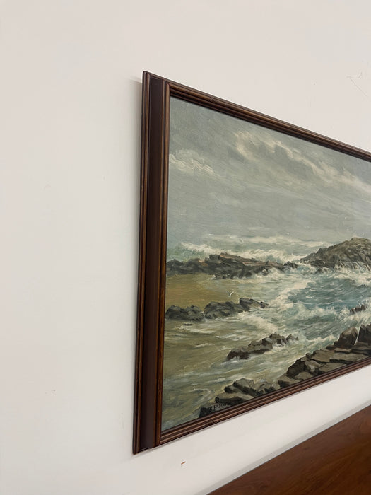 Vintage 1965 Seascape Painting by R. Hasenfus - Maine Shore Art Galleries,North Edgecomb