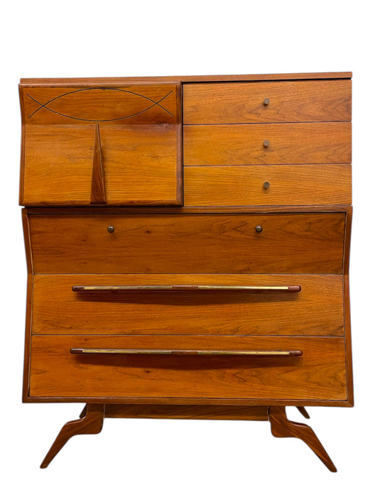 Vintage Mid-Century Modern Highboy Dresser Cabinet by John Cameron