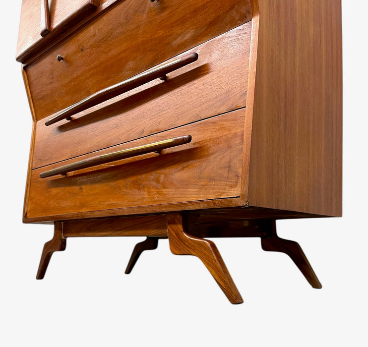 Vintage Mid-Century Modern Highboy Dresser Cabinet by John Cameron