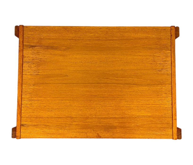 Vintage Danish Modern Rolling Side Table with Drawer and Lower Shelf