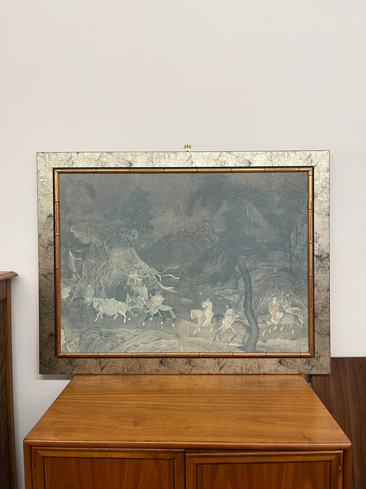 Framed Print of "The Tribute Horse" - Tang Dynasty-Inspired Chinese Painting Reproduction, Framed by Franklin