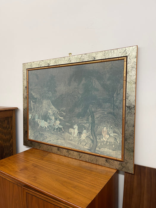 Framed Print of "The Tribute Horse" - Tang Dynasty-Inspired Chinese Painting Reproduction, Framed by Franklin