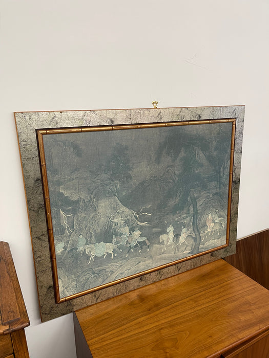 Framed Print of "The Tribute Horse" - Tang Dynasty-Inspired Chinese Painting Reproduction, Framed by Franklin