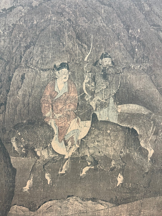 Framed Print of "The Tribute Horse" - Tang Dynasty-Inspired Chinese Painting Reproduction, Framed by Franklin