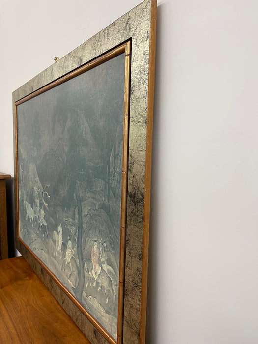 Framed Print of "The Tribute Horse" - Tang Dynasty-Inspired Chinese Painting Reproduction, Framed by Franklin