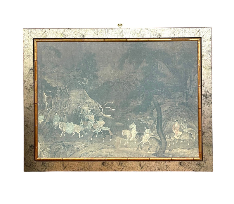 Framed Print of "The Tribute Horse" - Tang Dynasty-Inspired Chinese Painting Reproduction, Framed by Franklin