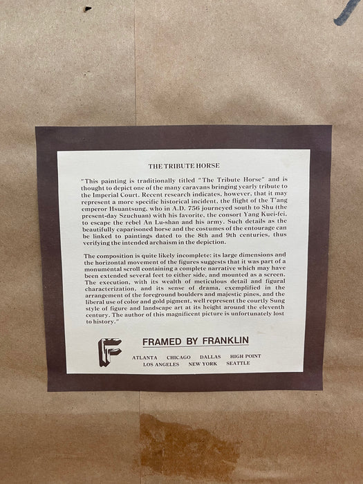 Framed Print of "The Tribute Horse" - Tang Dynasty-Inspired Chinese Painting Reproduction, Framed by Franklin