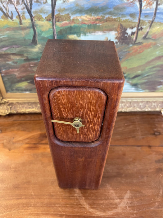 Mid-Century Modern Wood Block Clock with Brass Toned Hands(Available by online purchase only)