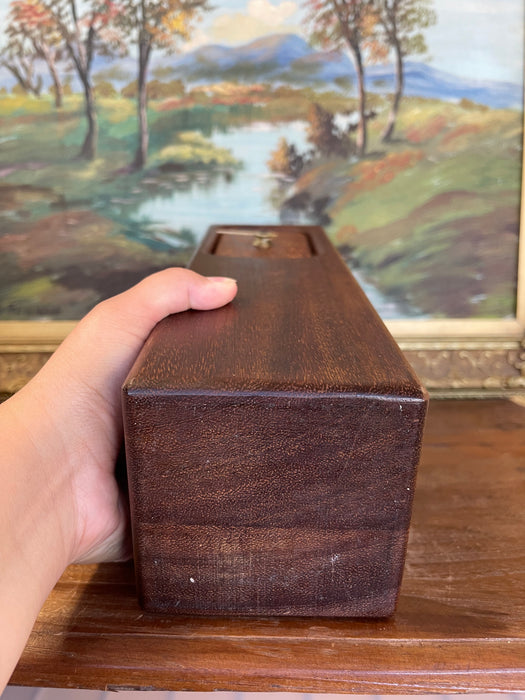 Mid-Century Modern Wood Block Clock with Brass Toned Hands(Available by online purchase only)