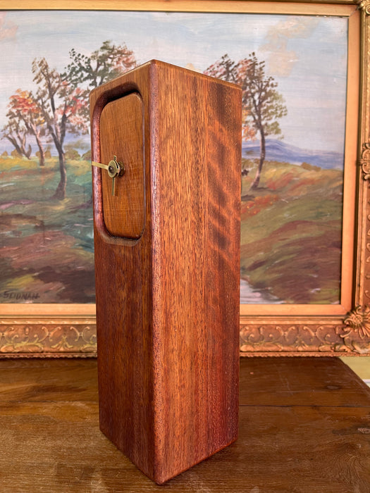 Mid-Century Modern Wood Block Clock with Brass Toned Hands(Available by online purchase only)