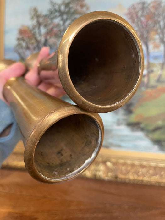 Pair of Mid-Century Modern Brass-Toned Candle Holders by Jens H.Quistgaard for Dansk, Denmark.(Available by online purchase only)
