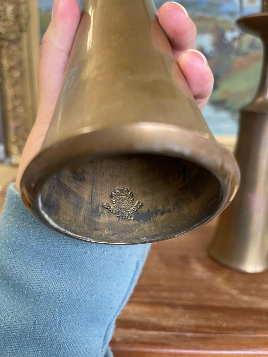 Pair of Mid-Century Modern Brass-Toned Candle Holders by Jens H.Quistgaard for Dansk, Denmark.(Available by online purchase only)