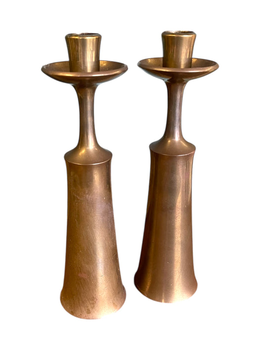 Pair of Mid-Century Modern Brass-Toned Candle Holders by Jens H.Quistgaard for Dansk, Denmark.(Available by online purchase only)