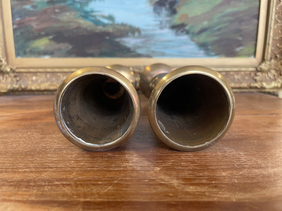 Pair of Mid-Century Modern Brass-Toned Candle Holders by Jens H.Quistgaard for Dansk, Denmark.(Available by online purchase only)