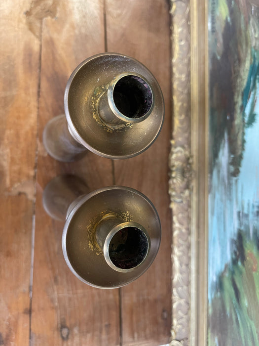Pair of Mid-Century Modern Brass-Toned Candle Holders by Jens H.Quistgaard for Dansk, Denmark.(Available by online purchase only)