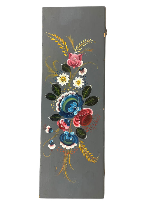 Vintage Hand-Painted Norwegian Folk Art Storage Chest or Blanket Trunk in Blue with Dancing Figures and Floral Motifs