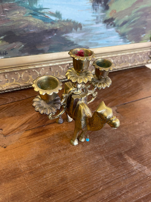 Vintage Brass Toned Camel Figural 3-Light Candelabra(Available by online purchase only)