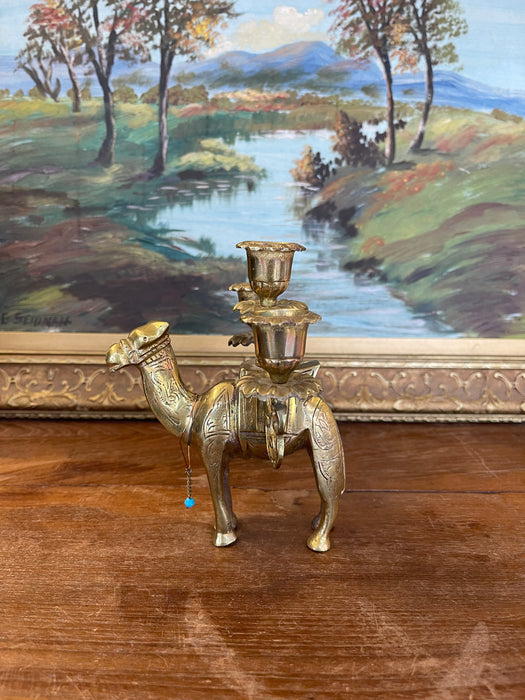 Vintage Brass Toned Camel Figural 3-Light Candelabra(Available by online purchase only)