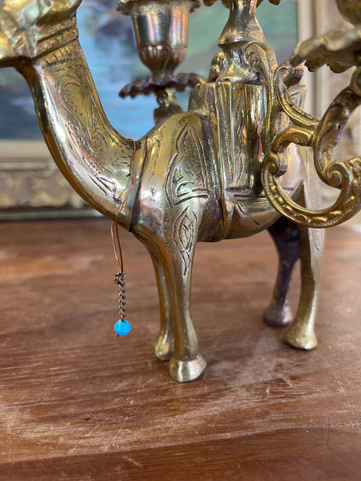 Vintage Brass Toned Camel Figural 3-Light Candelabra(Available by online purchase only)