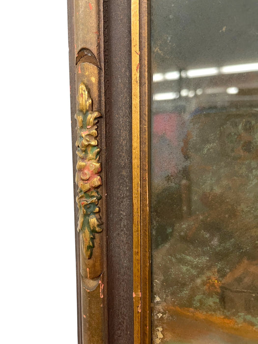 Framed Landscape Painting of Windmill and Moonlit Countryside