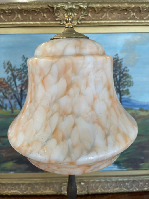 Vintage European Table Lamp with Swirled Glass Shade and Metal Base