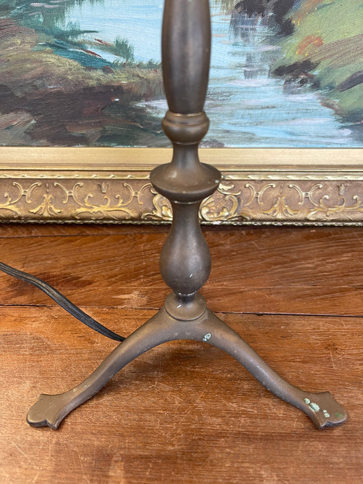 Vintage European Table Lamp with Swirled Glass Shade and Metal Base