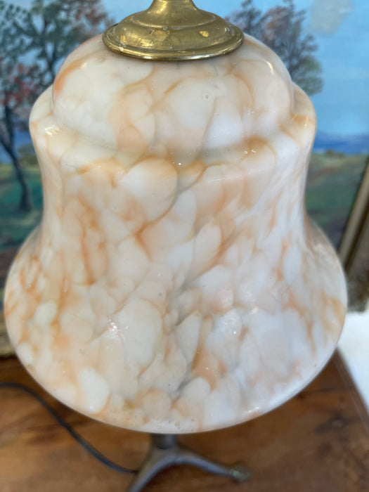 Vintage European Table Lamp with Swirled Glass Shade and Metal Base