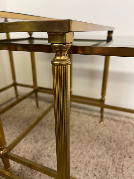 Vintage Mid-Century Modern Smoked Glass Nesting Tables, Set of Three