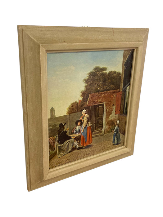 Framed Print Reproduction of A Dutch Courtyard by Pieter de Hooch - Mid-20th Century Custom Frame by Alden L.Howard Jr.