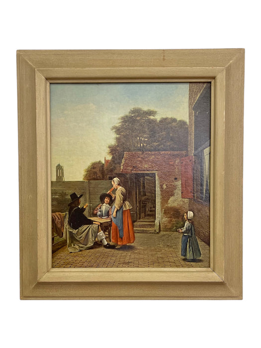 Framed Print Reproduction of A Dutch Courtyard by Pieter de Hooch - Mid-20th Century Custom Frame by Alden L.Howard Jr.