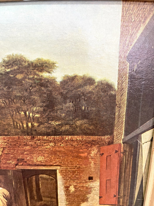 Framed Print Reproduction of A Dutch Courtyard by Pieter de Hooch - Mid-20th Century Custom Frame by Alden L.Howard Jr.