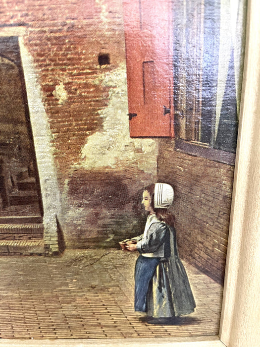Framed Print Reproduction of A Dutch Courtyard by Pieter de Hooch - Mid-20th Century Custom Frame by Alden L.Howard Jr.