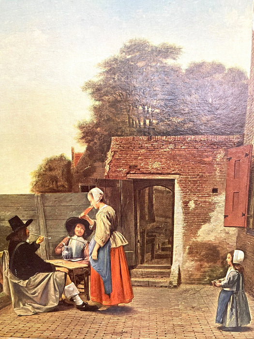 Framed Print Reproduction of A Dutch Courtyard by Pieter de Hooch - Mid-20th Century Custom Frame by Alden L.Howard Jr.