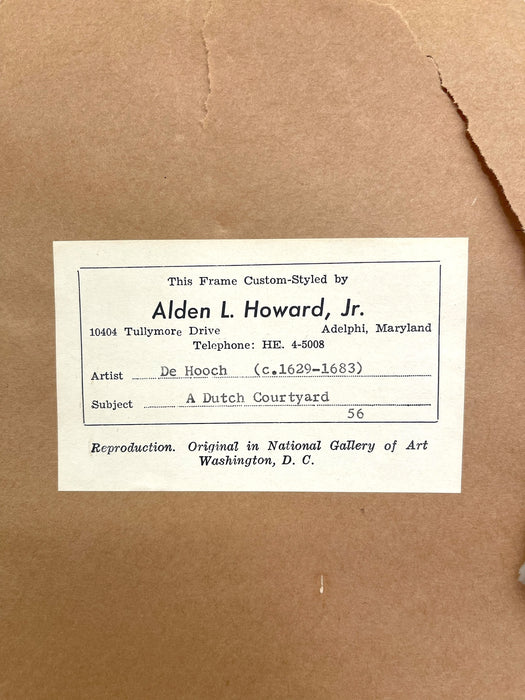 Framed Print Reproduction of A Dutch Courtyard by Pieter de Hooch - Mid-20th Century Custom Frame by Alden L.Howard Jr.