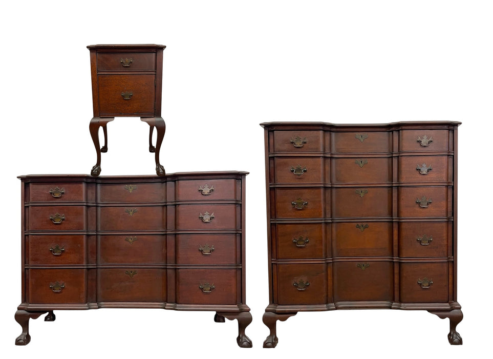 Set of Three Mid-20th Century Chippendale Style Dressers and Nightstand by Pennsylvania Furniture Co., York PA