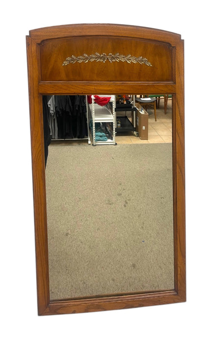 Vintage White Furniture Co. Mirror in Walnut Toned Finish with Brass Toned Laurel Detail