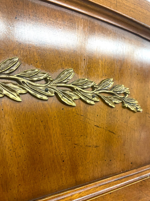 Vintage White Furniture Co. Mirror in Walnut Toned Finish with Brass Toned Laurel Detail