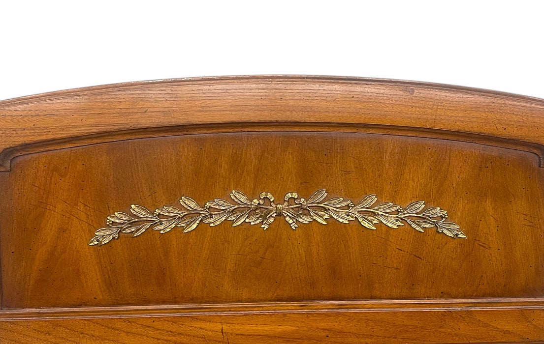Vintage White Furniture Co. Mirror in Walnut Toned Finish with Brass Toned Laurel Detail