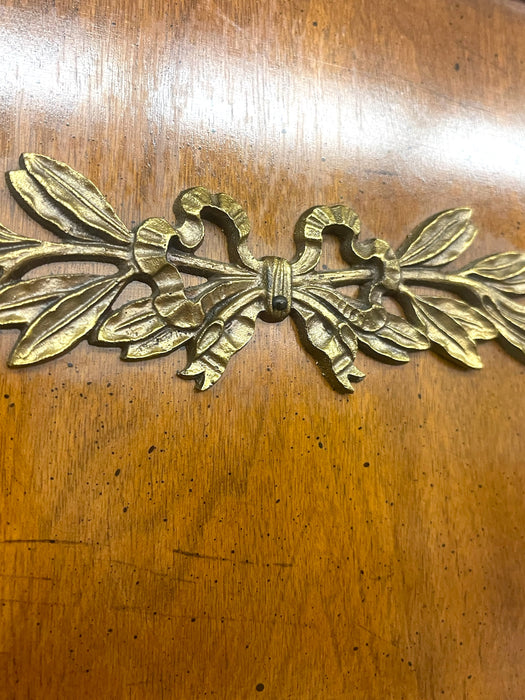 Vintage White Furniture Co. Mirror in Walnut Toned Finish with Brass Toned Laurel Detail