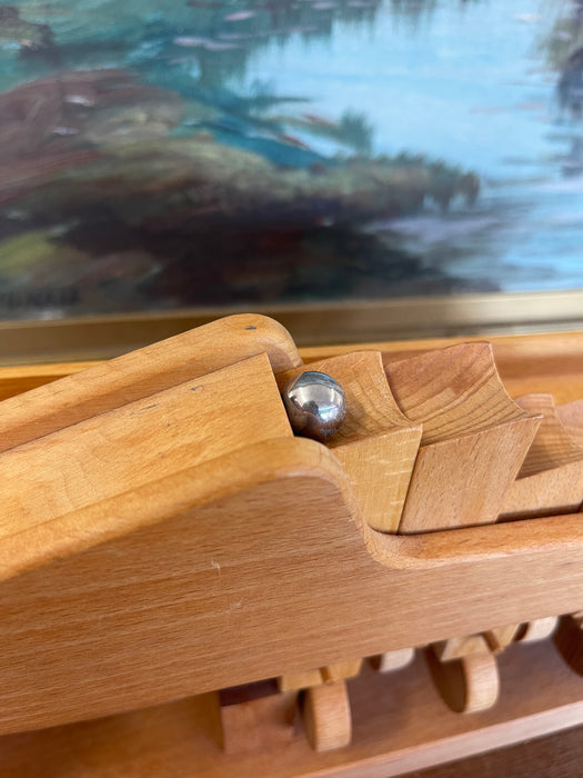 Vintage Wooden Mechanical Marble Run Toy