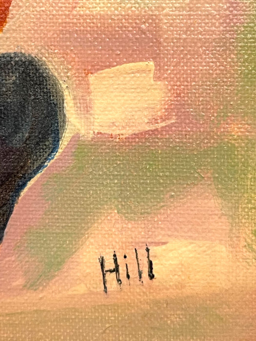 Vintage Raggedy Ann-Style Doll Portrait Painting on Grumbacher Canvas Board, Signed “Hill”