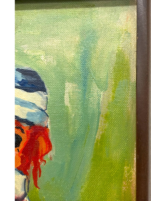 Vintage Raggedy Ann-Style Doll Portrait Painting on Grumbacher Canvas Board, Signed “Hill”