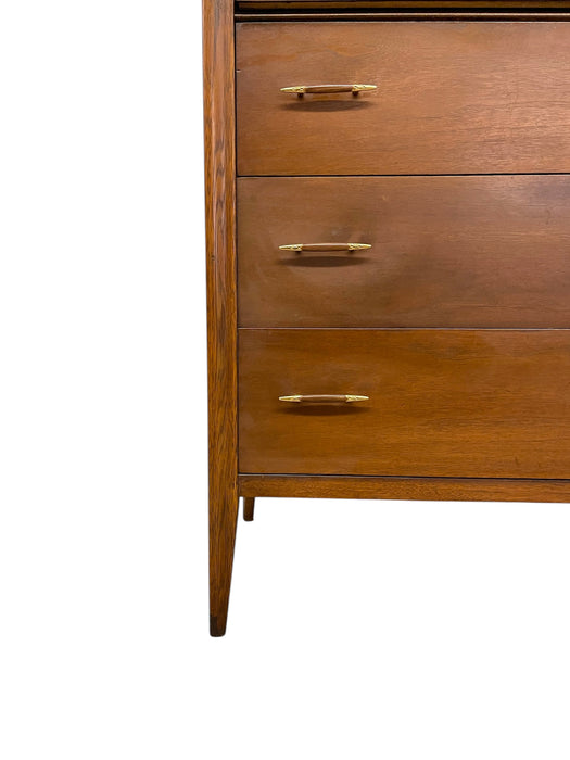 1960s Broyhill Premier “Saga" Highboy Dresser - Mid-Century Modern Chest with Starburst Carvings