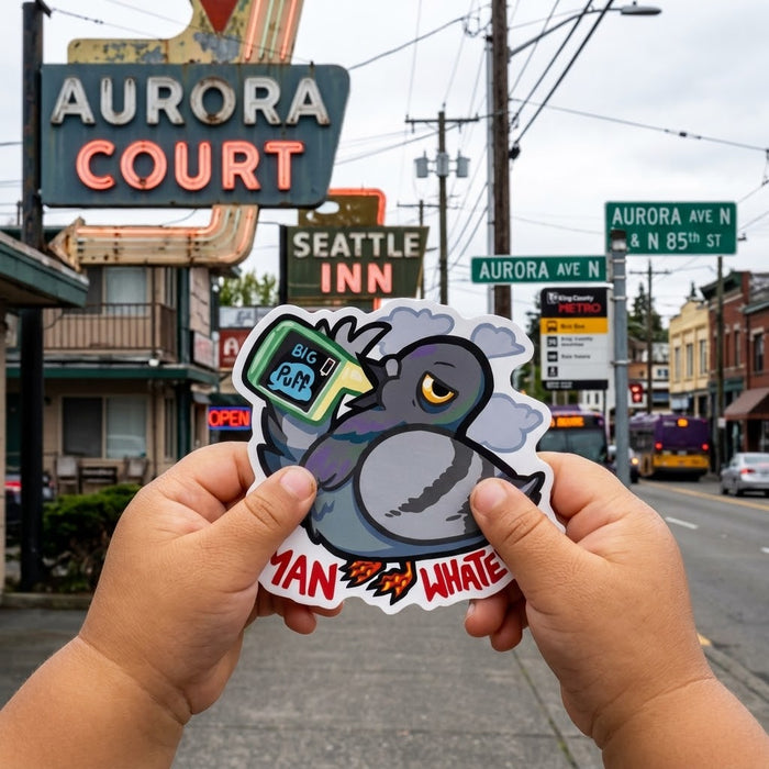 "Man Whatever" Pigeon Vinyl Die-Cut Sticker