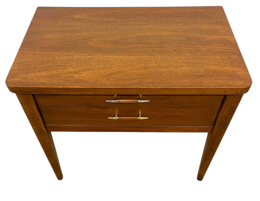Mid-century modern one-Drawer End Table with Brass tone Handles, 1960s
