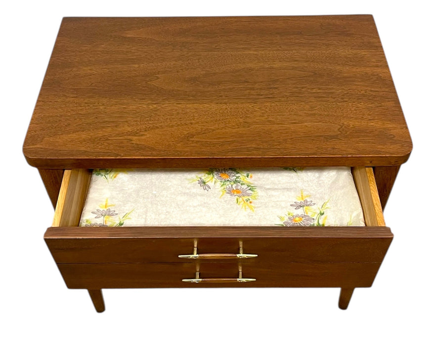 1960s Broyhill Premier "Saga" 3-Piece Bedroom Set - Mid-Century Modern Highboy, 6-Drawer Dresser & Nightstand with Starburst Carvings