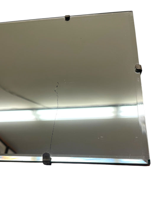 Vintage Mid-Century Modern Rectangular Mirror with Beveled Edge and Metal Clips