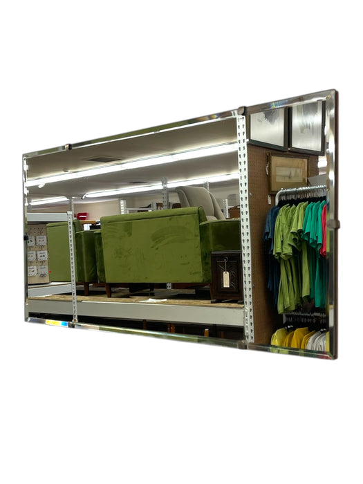 Vintage Mid-Century Modern Rectangular Mirror with Beveled Edge and Metal Clips