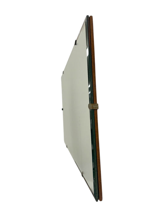 Vintage Mid-Century Modern Rectangular Mirror with Beveled Edge and Metal Clips