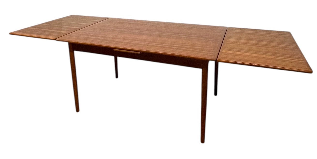 Vintage Danish Mid-century Modern Extendable Dining Table with Slide-Out Leaves